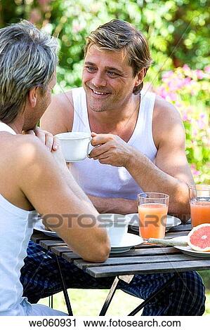 Stock Image - breakfast, calm, chat, coffee. Fotosearch