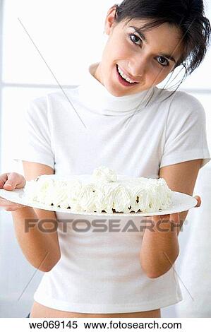 brunette, cake, contemporary View Large Photo Image Stock Photography - brunette, cake, contemporary. Fotosearch