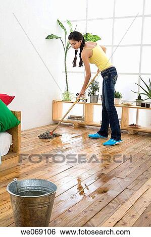brunette, clean, bucket, at-home View Large Photo Image Stock Photograph - brunette, clean, bucket, at-home. Fotosearch
