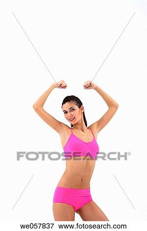 brunette, clipping path, Arms raised View Large Photo Image Stock Photo - brunette, clipping path, Arms raised. Fotosearch