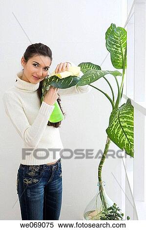 Stock Photography - brunette, cloth, at-home. Fotosearch