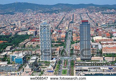Carrer Marina (Marina Street) with Mapfre tower and Hotel Arts at fore. Barcelona. Spain View Large Photo Image Stock Photo - Carrer Marina (Marina Street) with Mapfre tower and Hotel Arts at fore. Barcelona. Spain. Fotosearch