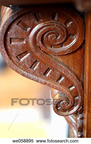 Stock Photography - Carved wood mantel support. Fotosearch