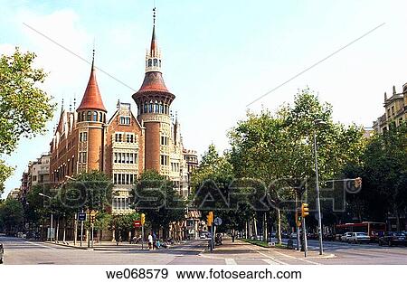 Casa Terrades, Casa de les Punxes, (Josep Puig i Cadafalch, 1903-05). Barcelona. Spain View Large Photo Image Stock Photo - Casa Terrades, Casa de les Punxes, (Josep Puig i Cadafalch, 1903-05). Barcelona. Spain. Fotosearch