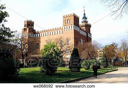 Stock Image - Castell dels Tres Dragons (Castle of the Three Dragons, 1887) by Llu's Dom? nech i Montaner built for 1888 World Fair and Museum of Zoology since 1920, Ciutadella park. Barcelona. Catalonia, Spain. Fotosearch