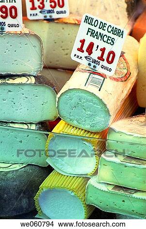 Cheese. La Boquer? a market. Barcelona. Spain. View Large Photo Image Picture - Cheese. La Boquer? a market. Barcelona. Spain.. Fotosearch