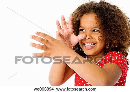 Picture - childhood, amusement, child, black, baby, 3-4 years. Fotosearch