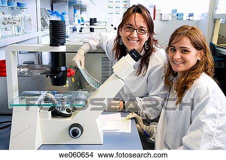 Picture - Counting cells, Neubauer chamber, culture room, biopharmaceutical lab, development and production of innovative drugs using adult stem cells, Cellerix, Grupo Genetrix, Madrid. Fotosearch