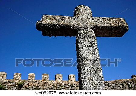 Stock Photography - Cross in old cemetery. Extremadura, Spain. Fotosearch