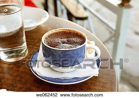 Stock Image - Cup of coffee, Crete, Greece. Fotosearch
