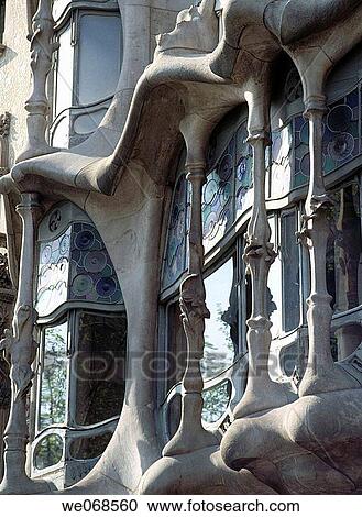 Detail of gallery, Batll? House (Gaud?, 1904-1906). Barcelona. Spain View Large Photo Image Stock Image - Detail of gallery, Batll? House (Gaud?, 1904-1906). Barcelona. Spain. Fotosearch