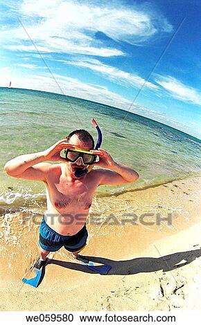 Diver on the Caribbean beach, Mexico View Large Photo Image Stock Image - Diver on the Caribbean beach, Mexico. Fotosearch