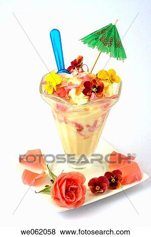 Flowers and fruits ice cream View Large Photo Image Stock Photo - Flowers and fruits ice cream. Fotosearch