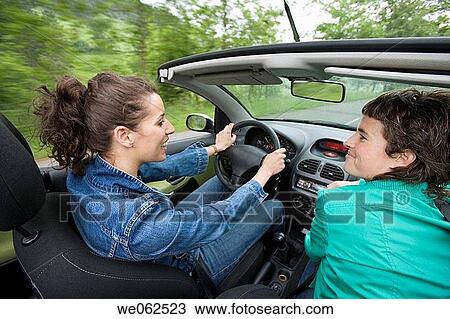 Friends in convertible car, Gipuzkoa, Euskadi. Spain. View Large Photo Image Stock Image - Friends in convertible car, Gipuzkoa, Euskadi. Spain.. Fotosearch