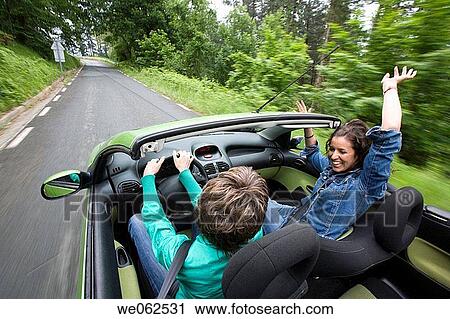 Friends in convertible car, Gipuzkoa, Euskadi. Spain. View Large Photo Image Stock Image - Friends in convertible car, Gipuzkoa, Euskadi. Spain.. Fotosearch