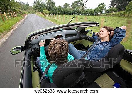 Friends in convertible car, Gipuzkoa, Euskadi. Spain. View Large Photo Image Stock Image - Friends in convertible car, Gipuzkoa, Euskadi. Spain.. Fotosearch
