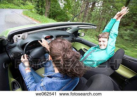 Friends in convertible car, Gipuzkoa, Euskadi. Spain. View Large Photo Image Stock Image - Friends in convertible car, Gipuzkoa, Euskadi. Spain.. Fotosearch