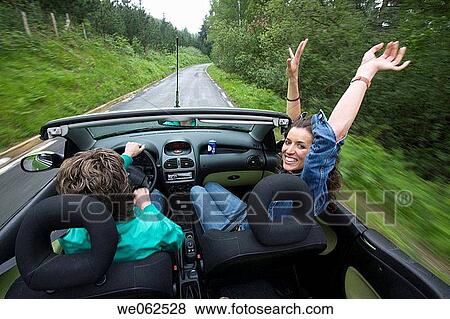 Friends in convertible car, Gipuzkoa, Euskadi. Spain. View Large Photo Image Stock Photo - Friends in convertible car, Gipuzkoa, Euskadi. Spain.. Fotosearch