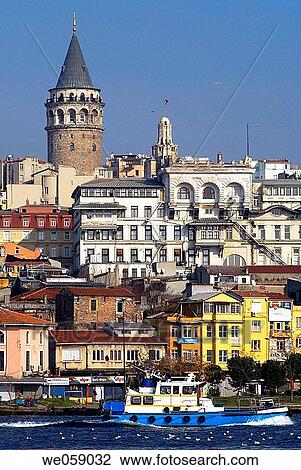 Galata tower (1384) and Galata neighbourhood. Golden Horn. Istanbul. Turkey. View Large Photo Image Stock Image - Galata tower (1384) and Galata neighbourhood. Golden Horn. Istanbul. Turkey.. Fotosearch