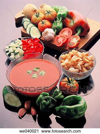 ? Gazpacho?, cold Spanish soup View Large Photo Image Stock Image - ? Gazpacho?, cold Spanish soup. Fotosearch
