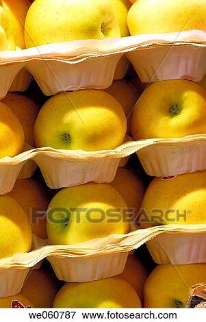 Golden apples. La Boquer? a market. Barcelona. Spain. View Large Photo Image Stock Photo - Golden apples. La Boquer? a market. Barcelona. Spain.. Fotosearch