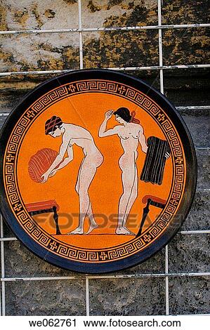 Stock Image - Greek souvenir, black-figure pottery replica. Fotosearch