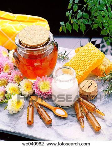 Stock Image - Honey and royal jelly. Fotosearch
