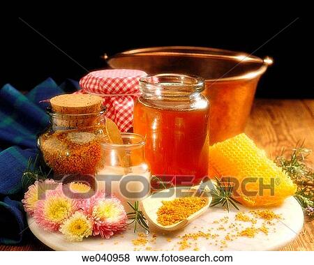 Honey, pollen and royal jelly View Large Photo Image Stock Photo - Honey, pollen and royal jelly. Fotosearch