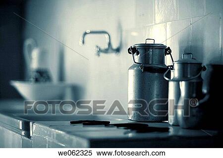 Stock Photography - interior, black and white, indoors, concept, churn, aged. Fotosearch