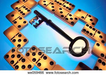 Key and dominoes View Large Photo Image Stock Photograph - Key and dominoes. Fotosearch