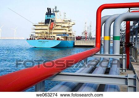 Liquefied Natural Gas tanker, Port of Bilbao, Punta Lucero. Biscay, Euskadi, Spain View Large Photo Image Picture - Liquefied Natural Gas tanker, Port of Bilbao, Punta Lucero. Biscay, Euskadi, Spain. Fotosearch