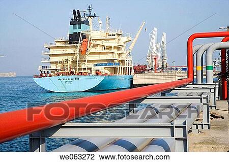 Stock Image - Liquefied Natural Gas tanker, Port of Bilbao, Punta Lucero. Biscay, Euskadi, Spain. Fotosearch