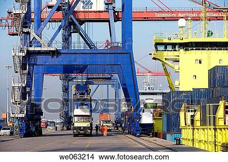 Loading cargo containers in ship, Port of Bilbao, Santurtzi. Biscay, Euskadi, Spain View Large Photo Image Picture - Loading cargo containers in ship, Port of Bilbao, Santurtzi. Biscay, Euskadi, Spain. Fotosearch
