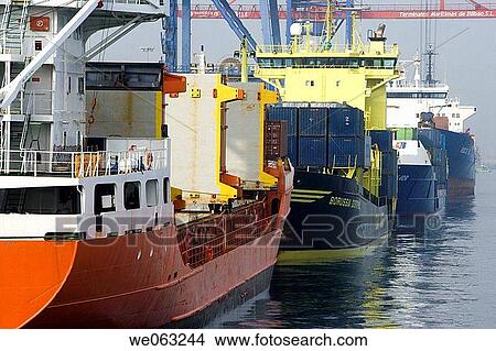 Picture - Loading cargo ships, Port of Bilbao, Santurtzi. Biscay, Euskadi, Spain. Fotosearch
