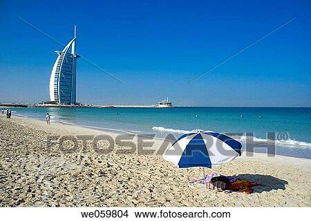 Picture - Middle East, UAE (United Arab Emirates), Dubai Burj al Arab beach. Fotosearch