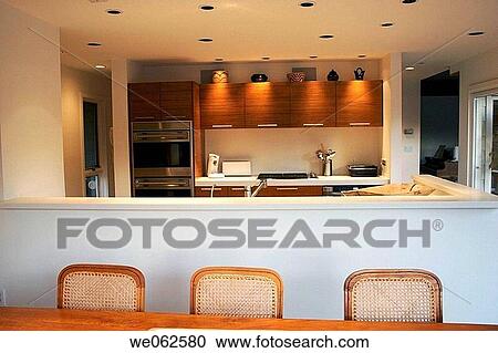 Modern kitchen in a contemporary home on the water. View Large Photo Image Stock Image - Modern kitchen in a contemporary home on the water.. Fotosearch