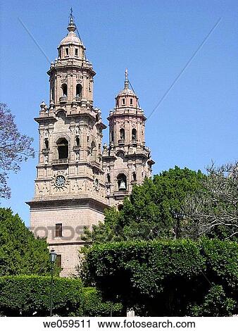 Stock Image - Morelia's Cathedral. Michoacan, Mexico.. Fotosearch