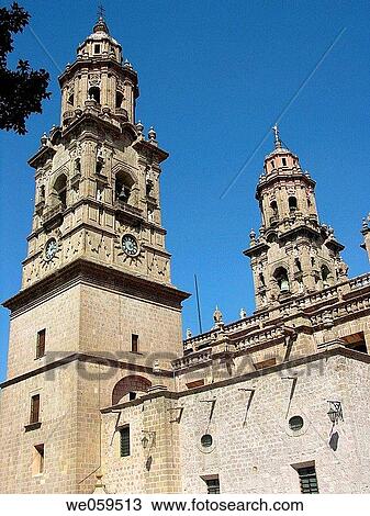 Stock Image - Morelia's Cathedral. Michoacan, Mexico.. Fotosearch