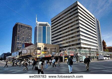 New Zealand, North Island, Auckland, downtown Auckland, busy intersection of Queen Street and Customs Street View Large Photo Image Stock Image - New Zealand, North Island, Auckland, downtown Auckland, busy intersection of Queen Street and Customs Street. Fotosearch