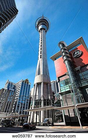 New Zealand, North Island, Auckland, Sky City, view of the 328 metre Sky Tower, the tallest free_standing structure in the Southern Hemisphere View Large Photo Image Stock Photo - New Zealand, North Island, Auckland, Sky City, view of the 328 metre Sky Tower, the tallest free_standing structure in the Southern Hemisphere. Fotosearch