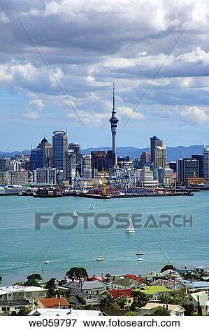 New Zealand, North Island, Auckland, view of Auckland and the Harbour from Mt. Victoria Reserve View Large Photo Image Stock Photo - New Zealand, North Island, Auckland, view of Auckland and the Harbour from Mt. Victoria Reserve. Fotosearch