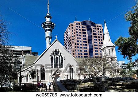 New Zealand, North Island, Auckland, St. Patricks Cathedral dwarved against the 328 metre Sky Tower, the tallest free_standing structure in the Southern Hemisphere View Large Photo Image Stock Photograph - New Zealand, North Island, Auckland, St. Patricks Cathedral dwarved against the 328 metre Sky Tower, the tallest free_standing structure in the Southern Hemisphere. Fotosearch