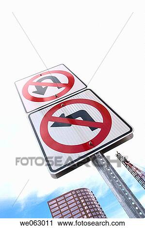 No turn traffic signs. View Large Photo Image Stock Image - No turn traffic signs.. Fotosearch