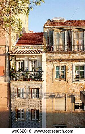 Old houses, Lisbon. Portugal View Large Photo Image Stock Photo - Old houses, Lisbon. Portugal. Fotosearch