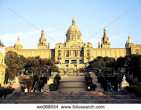 Palau Nacional, built for the 1929 World Fair. Barcelona. Spain View Large Photo Image Picture - Palau Nacional, built for the 1929 World Fair. Barcelona. Spain. Fotosearch
