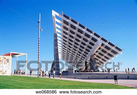 Stock Photograph - Photovoltaic pergola (3700 m2), Forum 2004. Barcelona. Spain. Fotosearch