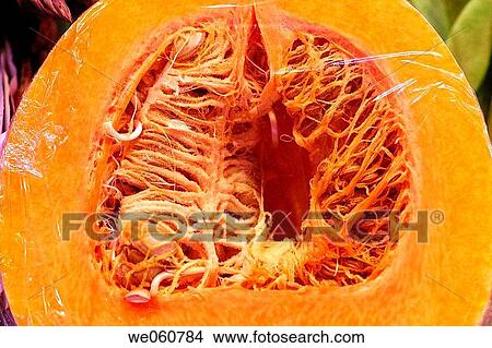 Picture - Pumpkin. La Boquer? a market. Barcelona. Spain.. Fotosearch