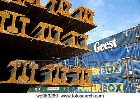 Stock Image - Rails. Port of Bilbao, Santurtzi. Biscay, Euskadi, Spain. Fotosearch