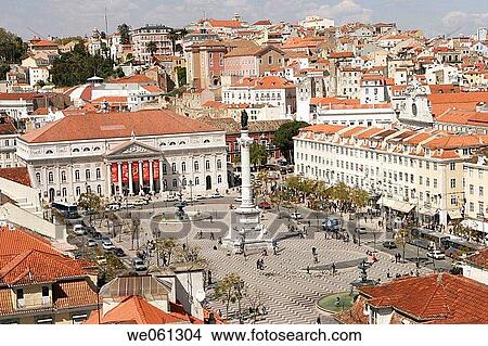 Rossio Square, Lisbon. Portugal View Large Photo Image Picture - Rossio Square, Lisbon. Portugal. Fotosearch