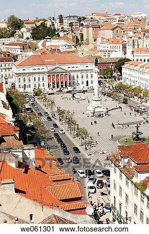 Stock Image - Rossio Square, Lisbon. Portugal. Fotosearch